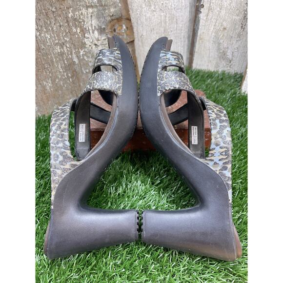 Crocs Women’s Size 10 Cyprus IV Sparkle Leopard Heels Sandals Brown Black - Picture 5 of 7